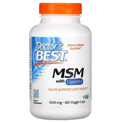 Doctor's Best, МСМ с OptiMSM, 1000 мг, 180 вегетарианских капсул