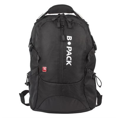 Рюкзак B-PACK “S-02“ (БИ-ПАК) универсальный, с отделением для ноутбука, усиленная ручка, черный, 47х31х16 см, 226948