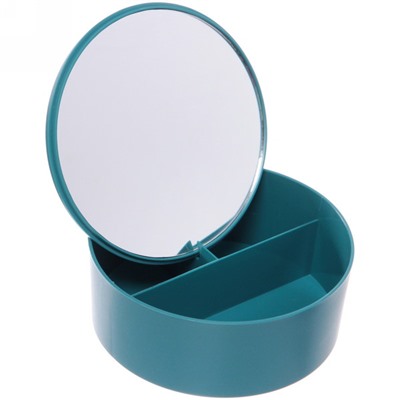 Зеркало настольное с органайзером для косметики "Beauty", цвет голубой, 16,5*17см