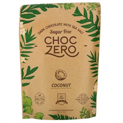 ChocZero, Dark Chocolate With Sea Salt, Coconut, Sugar Free, 6 Bars, 1 oz Each