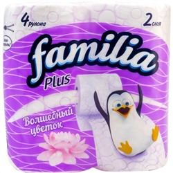Туалетная бумага Familia (Фамилия) Plus Волшебный цветок, 2-слойная, 4 рулона