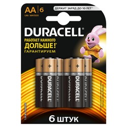 Батарейки алкалиновые Duracell (Дюраселл) Basic AA 1,5V LR6 MN 1500 (6 шт)