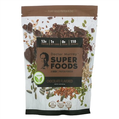 Dr. Murray's, Super Foods, 3 Seed Protein Powder, Chocolate, 16 oz (453.5 g)