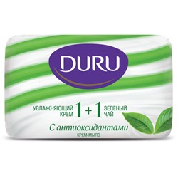 Туалетное мыло Duru (Дуру) Увлажняющий крем и Зеленый чай 1+1, 80 г