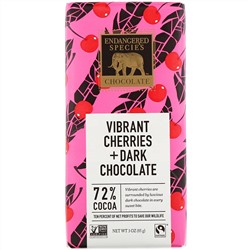 Endangered Species Chocolate, Vibrant Cherries + Dark Chocolate, 72% Cocoa, 3 oz (85 g)