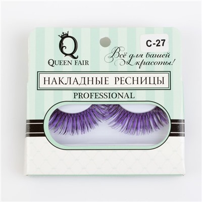 Ресницы накладные, с клеем, цвет чёрный/фиолетовый