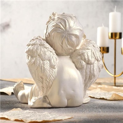 Статуэтка "Ангел сидящий", перламутровая, 26 см