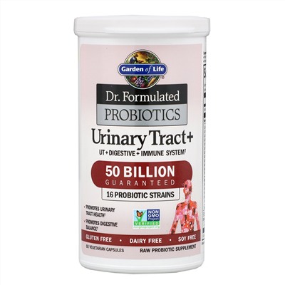 Garden of Life, Dr. Formulated Probiotics, Urinary Tract+, 60 вегетарианских капсул