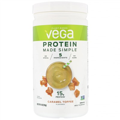 Vega, Protein Made Simple, протеин, «Карамельная ириска», 258 г (9,1 унции)