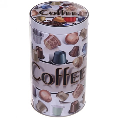 Банка для продуктов металлическая "Coffee" 1800мл круглая