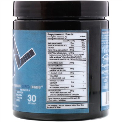 EVLution Nutrition, ENGN Shred, Pre-Workout Shred Engine, Blue Raz, 8.1 oz (231 g)