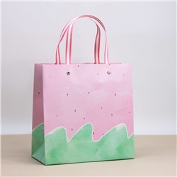 Пакет подарочный (XS) "Strawberry waves", pink (22*22*10)