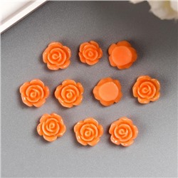 Кабошон "Роза", оранжевый 10 мм