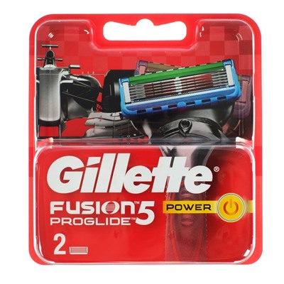 Сменные кассеты Gillette Fusion5 ProGlide Power, 5 лезвий, 2 шт.