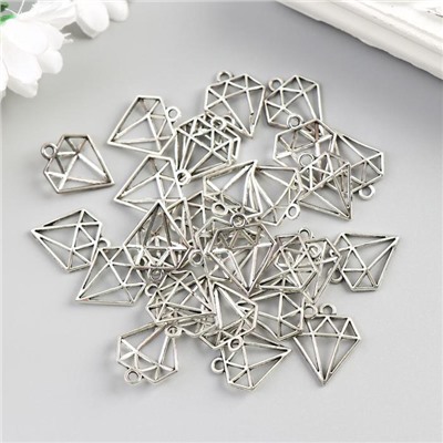 Декор для творчества металл "Бриллиант" серебро 1,9х1,6 см