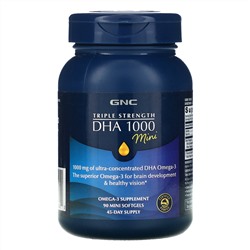 GNC, Triple Strength DHA 1000 Mini, 1,000 mg, 90 Mini Softgels