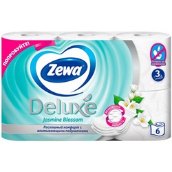 Туалетная бумага Zewa Deluxe (Зева Делюкс), Жасмин, 3-слойная, 6 рулонов
