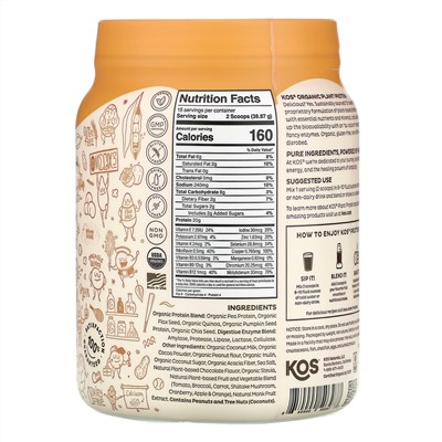 KOS, Organic Plant Protein, Chocolate Peanut Butter, 1.28 lb (583 g)