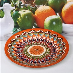 Тарелка плоская 22см оранжевая Риштанская Керамика