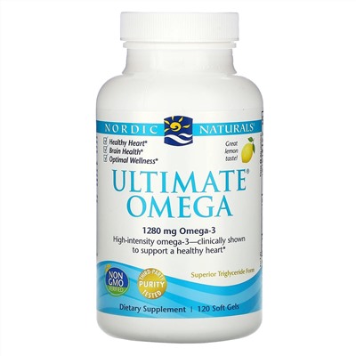 Nordic Naturals, Ultimate Omega, со вкусом лимона, 1280 мг, 120 капсул