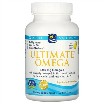 Nordic Naturals, Ultimate Omega, со вкусом лимона, 1280 мг, 60 капсул