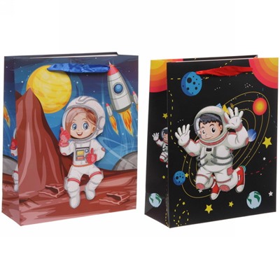 Пакет подарочный "Космонавт" 32х26х10 см, микс