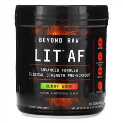 GNC Beyond Raw, LIT AF, Clinical Strength Pre-Workout, Gummy Worm, 1.01 lb (459.6 g)