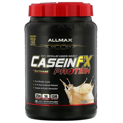 ALLMAX Nutrition, CaseinFX, 100%-ный казеиновый мицеллярный протеин, ваниль, 907 г