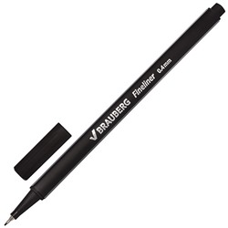 Ручка капиллярная (линер) Brauberg (Брауберг) Aero, чёрная, трехгранная, металлический наконечник 0,5 мм, линия письма 0,4 мм