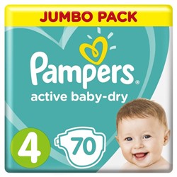 Подгузники «Pampers» Active Baby-dry Maxi (9-14 кг), 70 шт