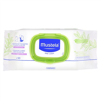 Mustela, Baby, Cleansing Wipes with Olive Oil, 50 Wipes