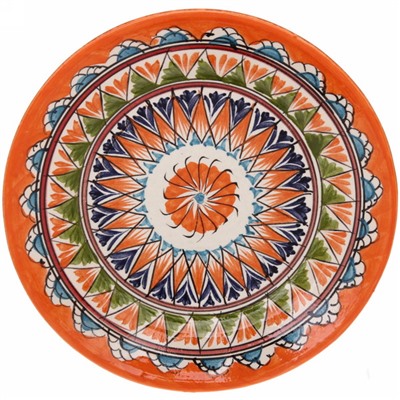 Тарелка плоская 26см оранжевая Риштанская Керамика