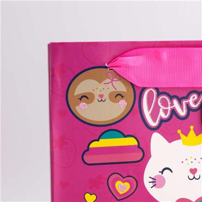 Пакет подарочный (S) "Many cute love", pink (18*23*10)