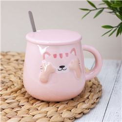 Кружка "Playing cat", pink (400 ml)