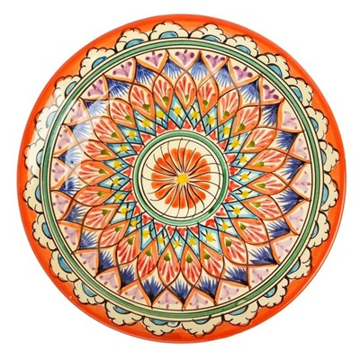 Тарелка плоская Риштанская Керамика 22 см. оранжевая