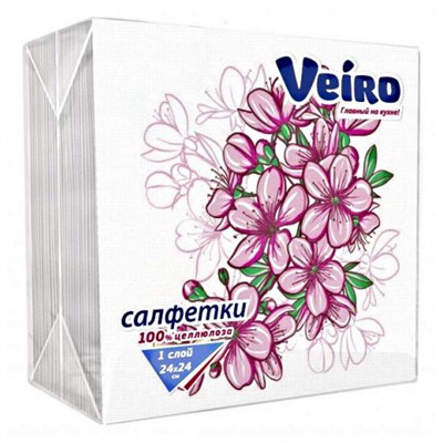 Салфетки бумажные  Veiro, 1-слойные, с рисунком, 50 шт