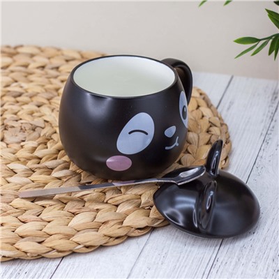 Кружка "Cute panda winks", black (380 ml)