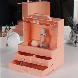 Органайзер для хранения косметических принадлежностей, 4 ячейки, 25 × 21 × 15 см, цвет розовый