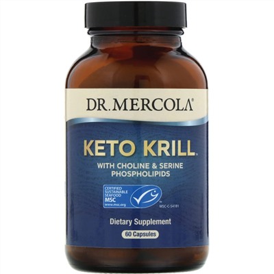 Dr. Mercola, Keto Krill, криль с фосфолипидами холина и серина, 60 капсул