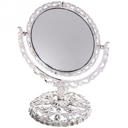 Зеркало настольное в пластиковой оправе "Версаль - Круг", цвет серебро, двухстороннее,18см