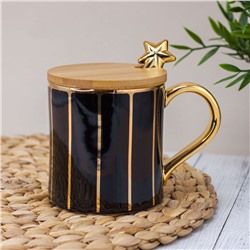 Кружка "Gold stripes", black (440 ml)