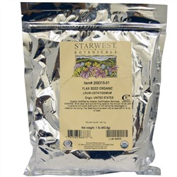 Starwest Botanicals, Цельные органические семена льна, 1 lb