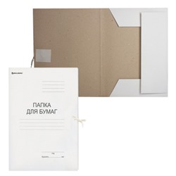 Папка для бумаг с завязками картонная BRAUBERG, плотность 280 г/м2, до 200 листов