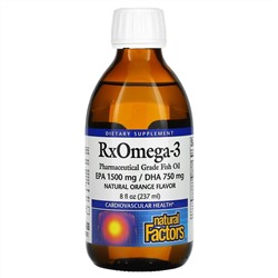 Natural Factors, Rx Omega-3, натуральный вкус апельсина, 237 мл (8 жидк. унций)