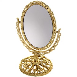 Зеркало настольное в пластиковой оправе "Версаль - Овал", цвет золото, двухстороннее, 22.5см