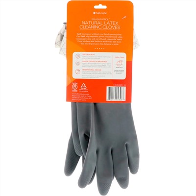 Full Circle, Splash Patrol, Natural Latex Cleaning Gloves, Grey, Size S/M