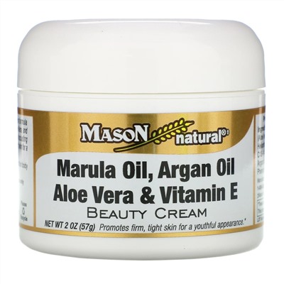 Mason Natural, Marula Oil, Argan Oil,  Aloe Vera & Vitamin E Beauty Cream, 2 oz (57 g)