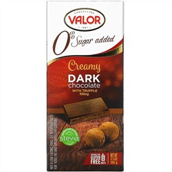 Valor, Creamy Dark Chocolate With Creamy Truffle Filling, 0% Sugar Added, 3.5 oz (100 g)