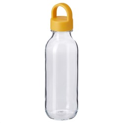 FORMSKÖN ФОРМСКЁН, Бутылка для воды, прозрачное стекло/желтый, 0.5 л