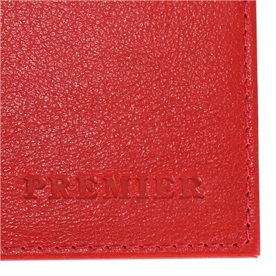 Кредитница Premier-V-119 (18 листов) натуральная кожа красный ладья (35) 202035